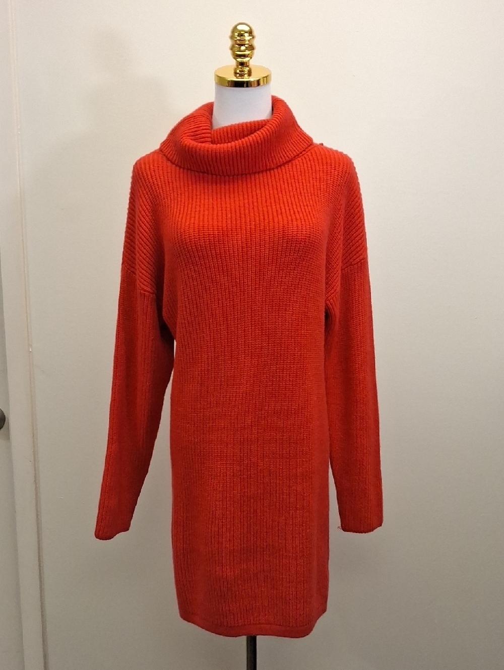 Shop The Mint Red Turtleneck Sweater Dress Knit Size Small